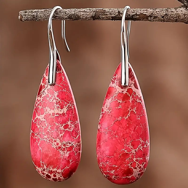 Droplet Imperial Stone Decor Dangle Earrings