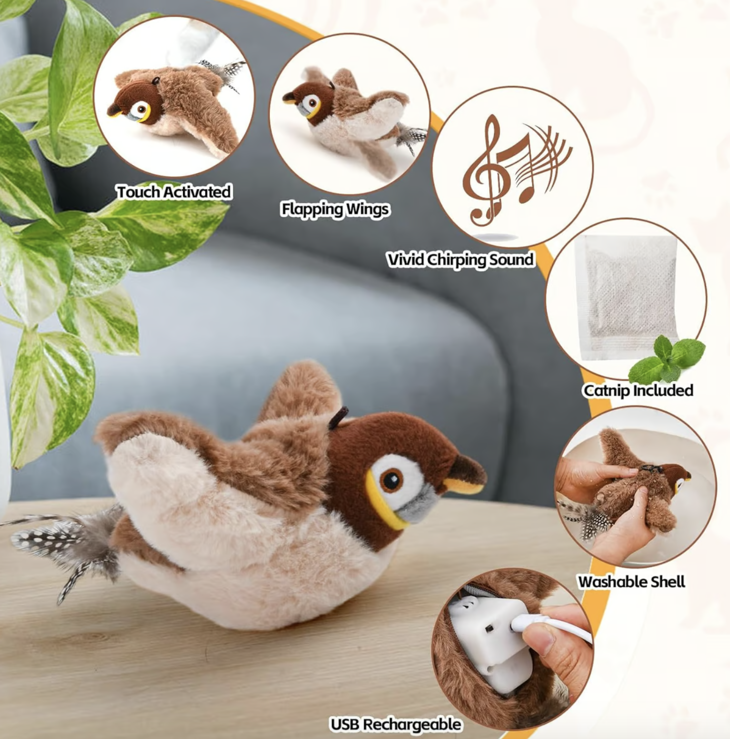 🔥 Last Day Sale Price | 🐾Interactive Chirping Bird Cat Toy