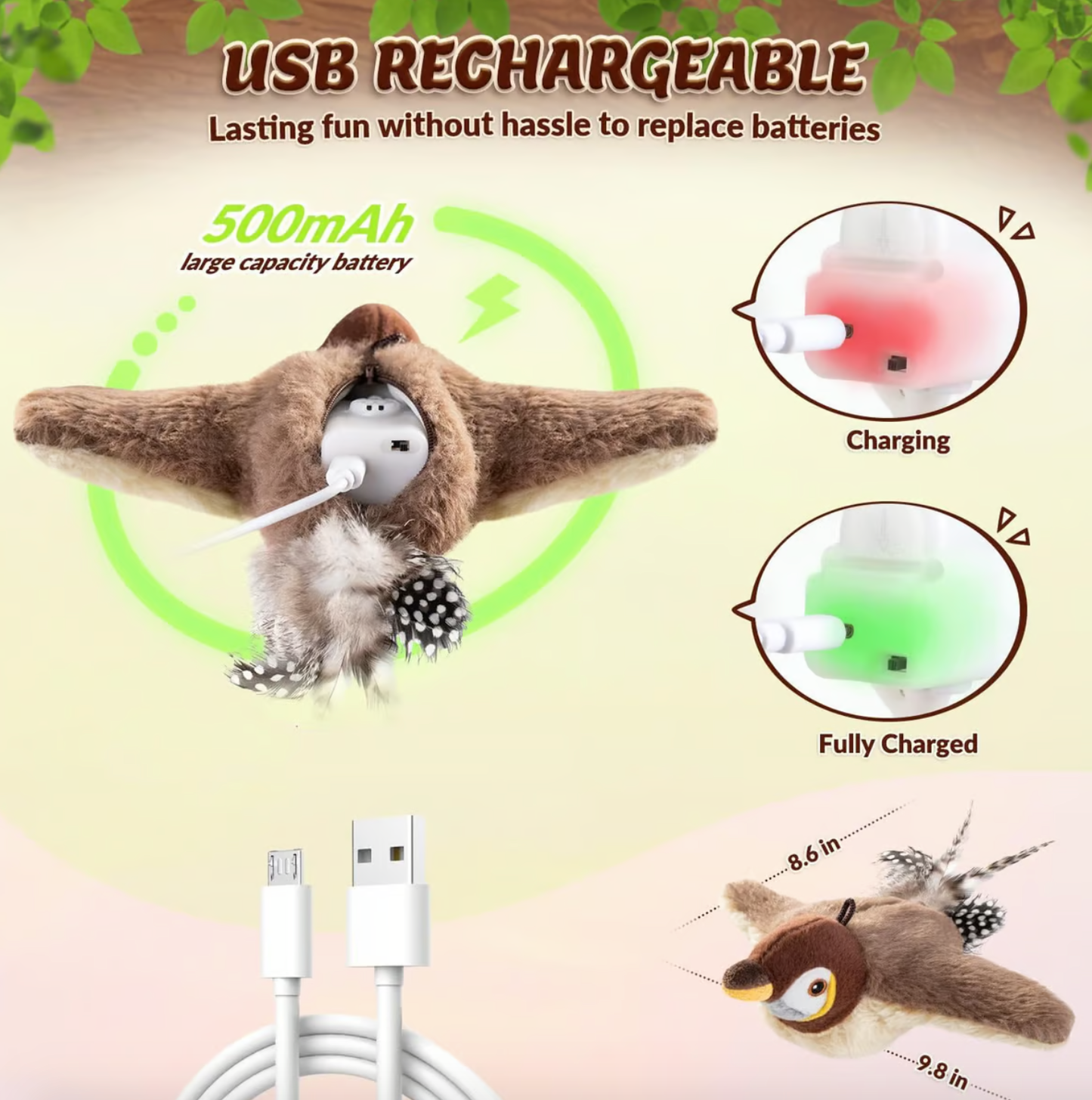 🔥 Last Day Sale Price | 🐾Interactive Chirping Bird Cat Toy